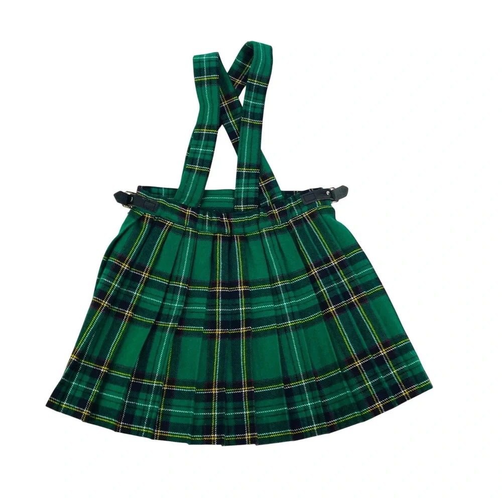 O'Neil of Dublin‎ Kilt Skirt Gordan Tartan Green Plaid Pinafore Girl's Sz 3/4